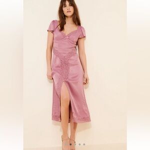 Free People Pink Skies Lace Midi Dress
